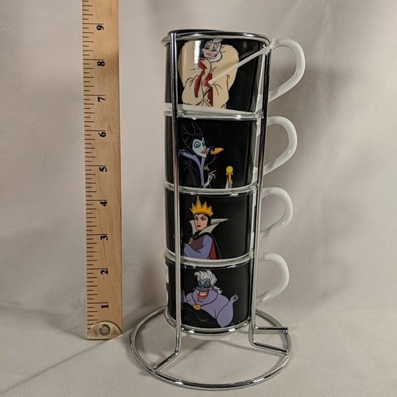 Disney Villains Stackable Coffee Mug Cups Tower Complete Set of 4 NEW Cruella - Picture 8 of 16